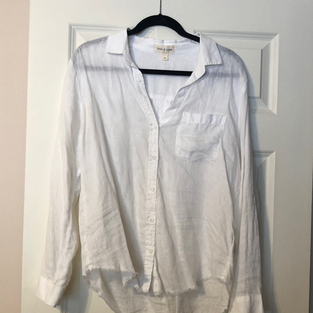 Cloth & Stone White Button Down Linen Shirt